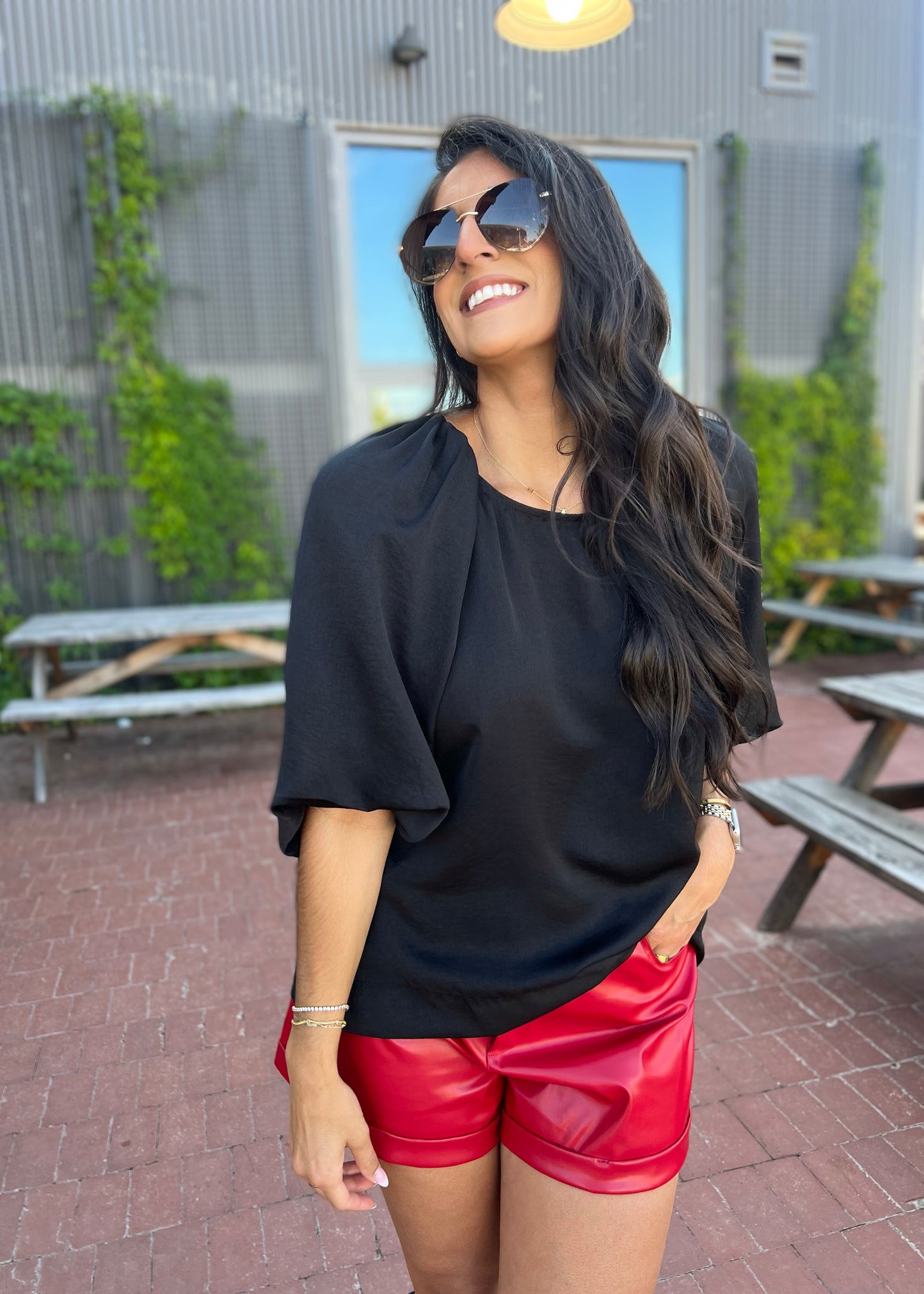 Moonlight Stroll Black Puff Sleeve Blouse