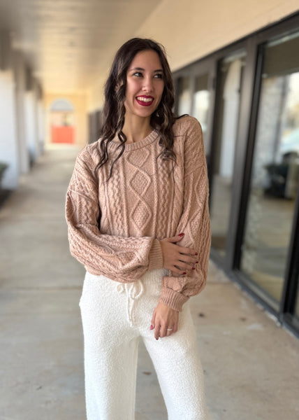 The Beat Goes On Taupe Sweater