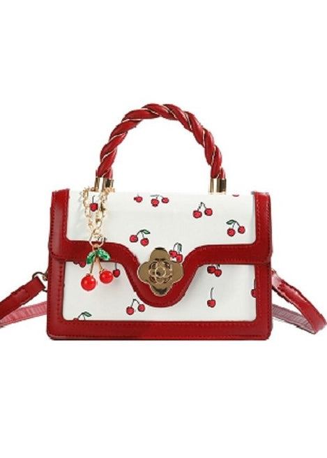 Cherry Pattern Cherry Red/White Small Crossbody Handbag