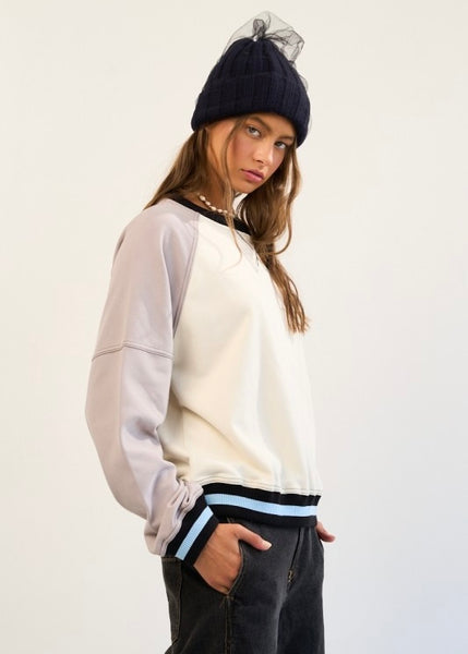 Before Too Long Ivory/Multi Crew Neck