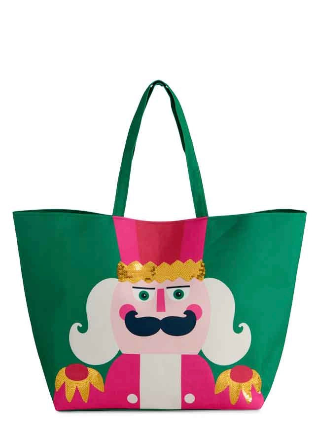 Nutcracker Green Christmas Tote Bag