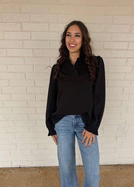 Calling All Dots Black Long Sleeve Top