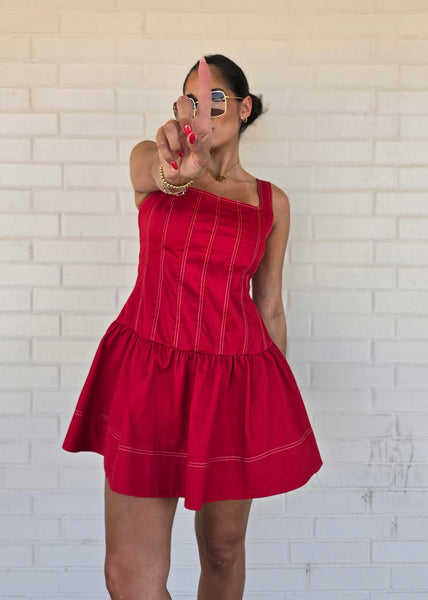 City Girl Red Sleeveless Mini Dress