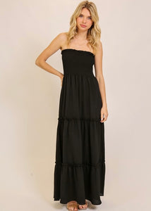 Relax And Enjoy Black Strapless Maxi Dress