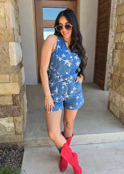 Seeing Stars Denim Romper