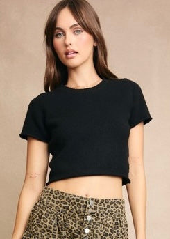 Time To Change Black Short Sleeve Sweater Top