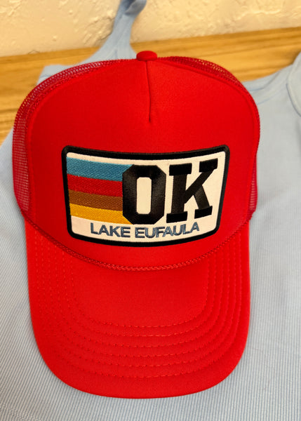 "OK Lake Eufaula" Red Trucker Hat