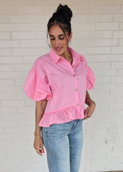 Let There Be Sunshine Pink Baby Doll Top