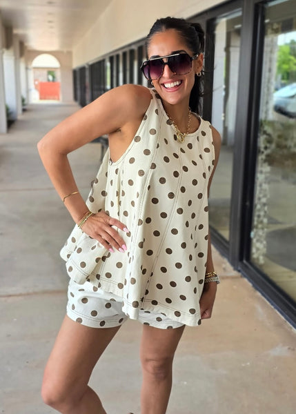 Get In Line 2 Pc Polka Dot Short Set