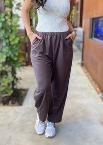Don't Get Me Wrong Cocoa Terry Pants - SMALL