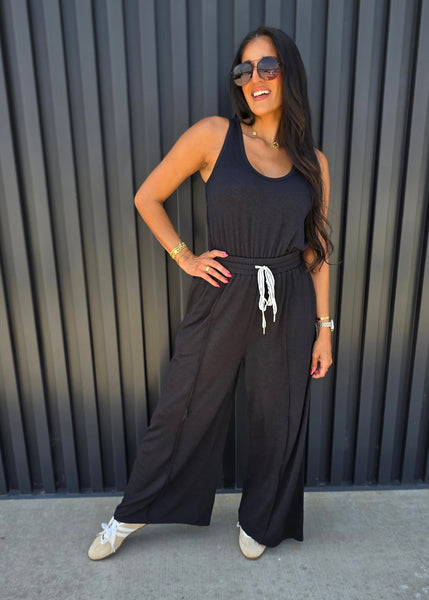 Out On A Whim Black Knit Jumpsuit