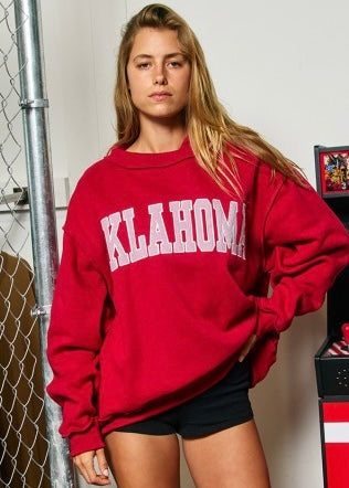 Crimson Oklahoma Mock Neck Sweatshirt