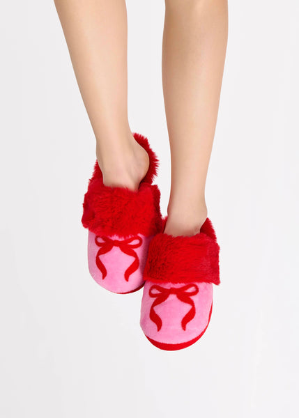 BOW SLIPPERS Red/Pink