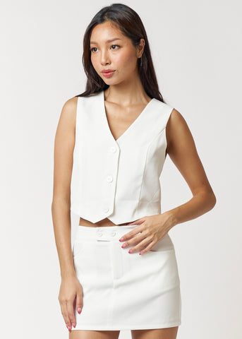 Pull It Together White Tailored Vest