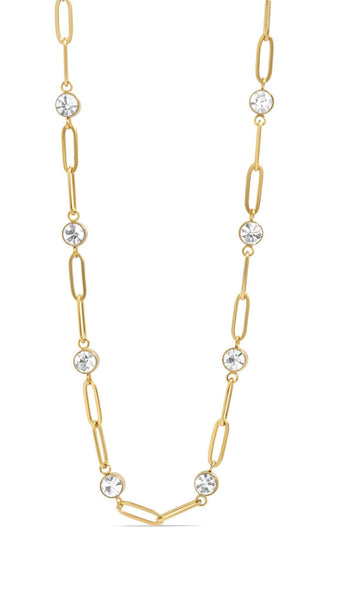 Steel Station Stone Gold Paperclip Chain Necklace