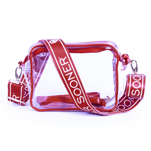 Bridget Clear Sooners Purse with Patterned Shoulder Straps
