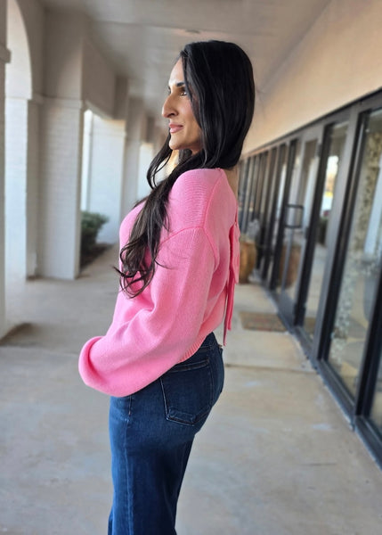 Love Is In The Air Pink Back Bow Sweater