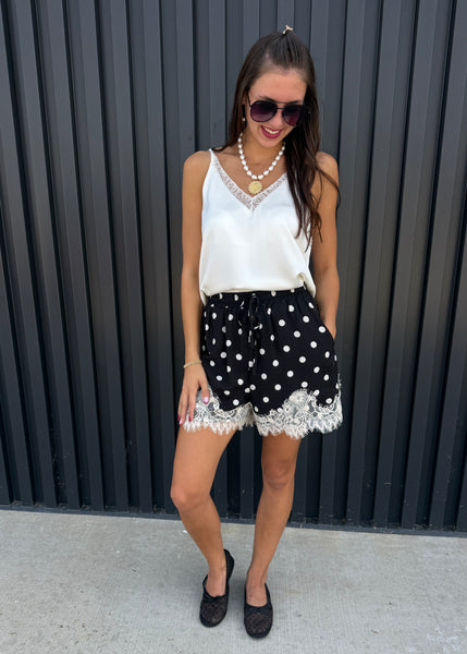 Made You Look Polka Dot Lace Shorts