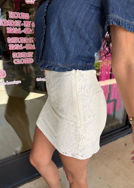 Chloe Ivory Lace Mini Skirt