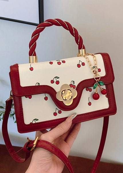 Cherry Pattern Cherry Red/White Small Crossbody Handbag