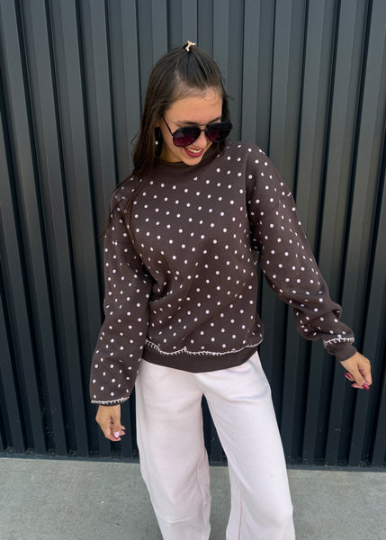 On The Go Polka Dot Mock Neck Sweatshirt