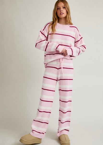 Cotton Candy Pink Plush 2 Pc Pant & Sweater Set