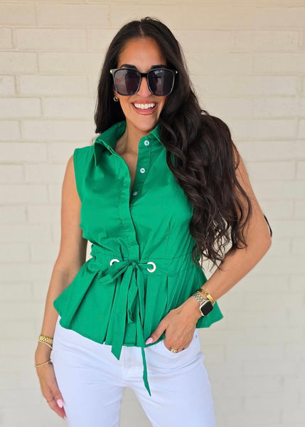 Quick Update Green Sleeveless Top