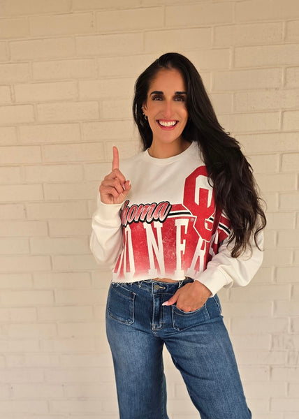 Oklahoma Conway White Cropped Sweatshirt