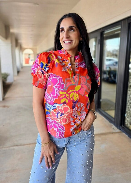 Garden Party Floral Print Top