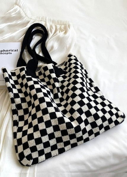 Take Me With You Black Checked Crochet Bag