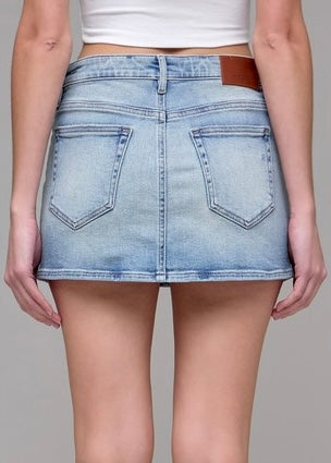 Kaylee Low Rise Micro Mini Denim Skirt