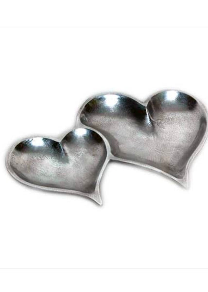 Silver Textured 2-Section Heart Trays