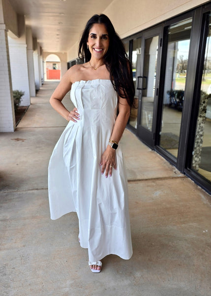 By The Ocean White Strapless Midi Dress