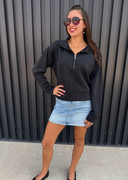 I Don't Blame You Black Half Zip Pullover