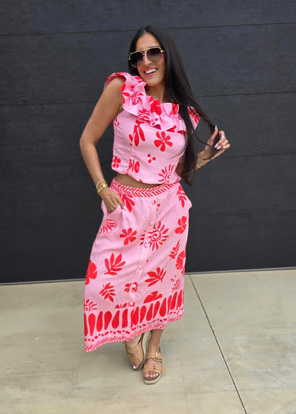From The Beach 2 Pc Top & Midi Skirt