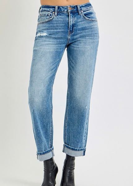 Genie Mid Rise Boyfriend Denim