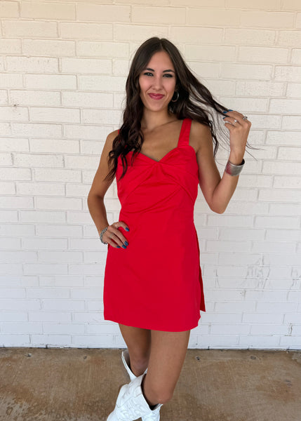 Saturdays At The Stadium Red Romper Dress
