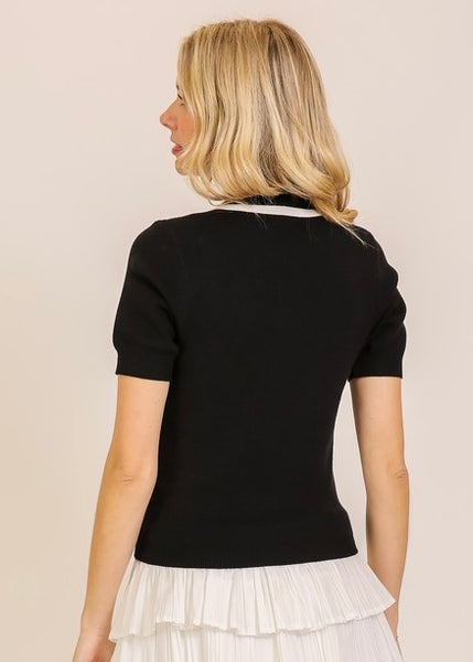 Life Is Good Black & White Knit Top