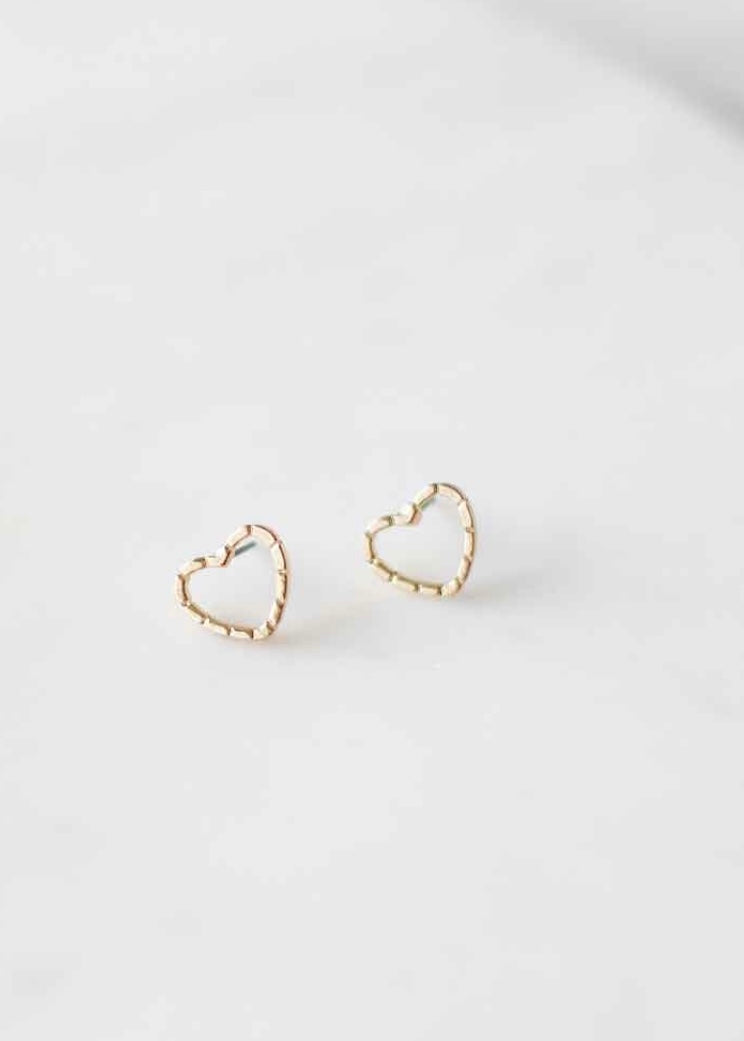 Amour Post Earrings   Gold   .5"