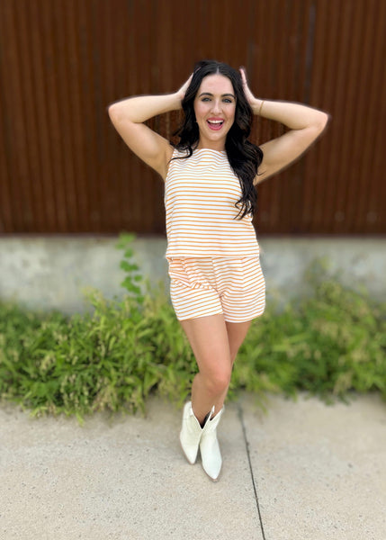 Dreamsicle 2 Pc Orange Stripe Shorts Set