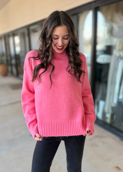 Morning Sunrise Pink Mock Neck Sweater