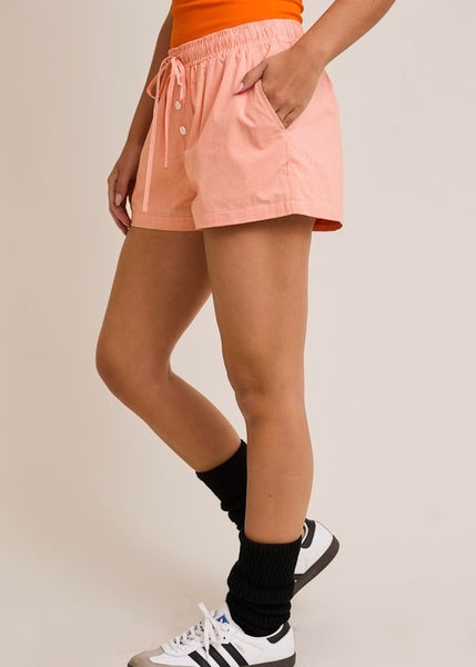 You Get The Best Tie Waist Checked Shorts - Orange