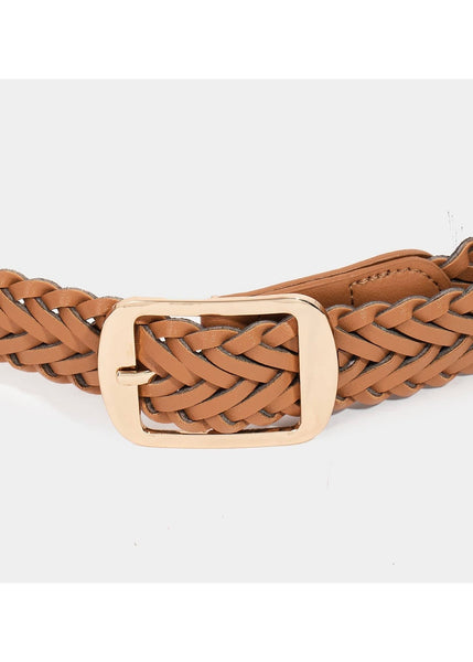 Vegan Leather Brown Braided Belt