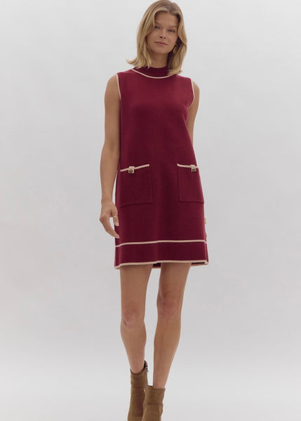 Forever Fabulous Merlot Sleeveless Sweater Dress