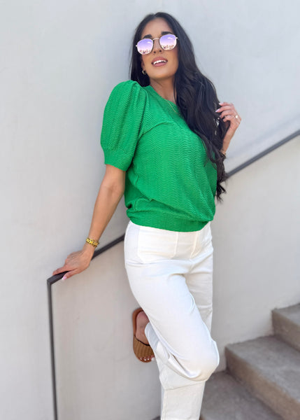 Caring For You Kelly Green Top - Medium