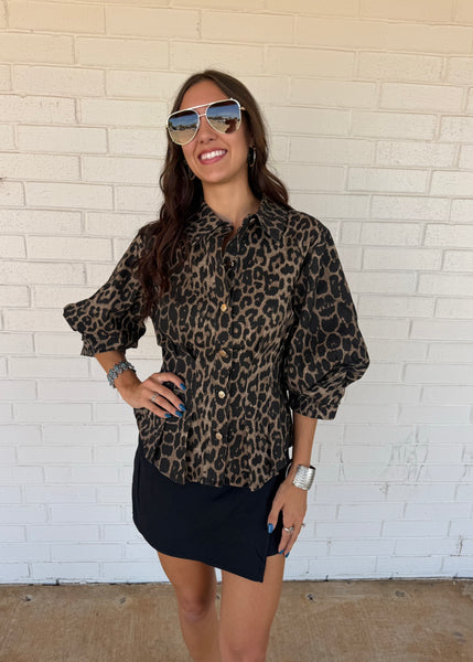 Unleashed Button Up Leopard Top