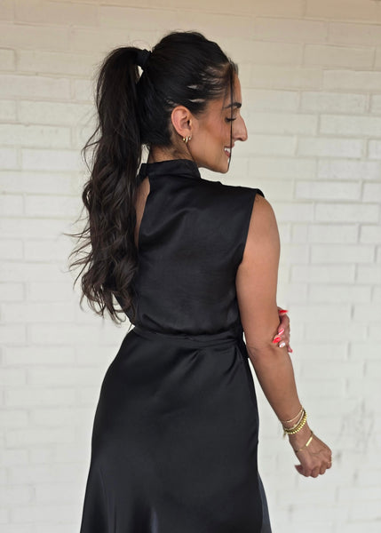 Timeless Elegance Black Sleeveless Midi Dress