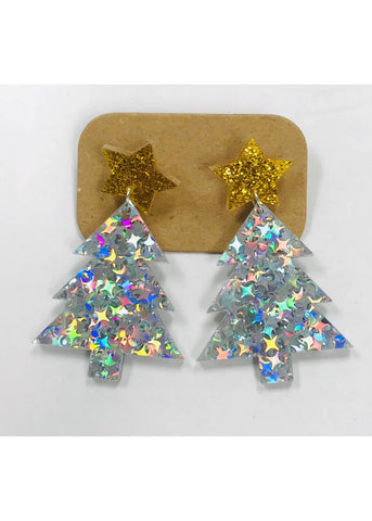 Acrylic Christmas Tree Earrings Snow