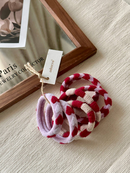 Valentine's Day Assorted Seamless Hair Ties (Set of 6)