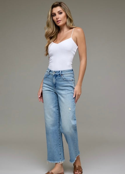 Ally Light Wash Cropped Classic Straight Jean